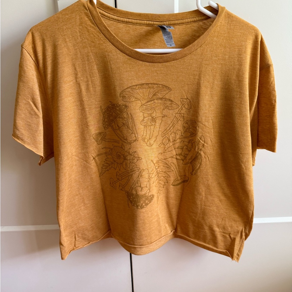 Women's Mustard Cropped Graphic Tee
